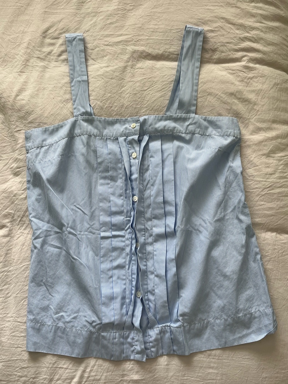 J. Crew Light Blue Pinstripe Button Tank